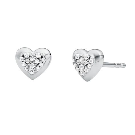 silver love heart michael kors earrings